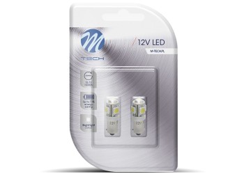 T4W 12V 1,2W BA9s (ΜΙΝΙΟΝ) LED 5xSMD5050 ΛΕΥΚΟ BLISTER 2ΤΕΜ. M-TECH