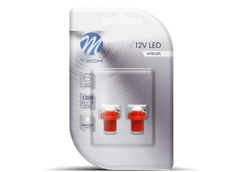 BAX 12V B8,5d 0,24W LED 1xSMD5050 ΚΟΚΚΙΝΟ BLISTER 2ΤΕΜ. M-TECH