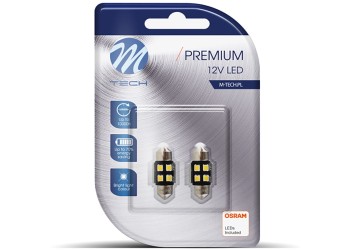 ΛΑΜΠΑΚΙΑ ΠΛΑΦΟΝΙΕΡΑΣ C5W/C10W 12V SV8.5 0,5W 31mm 4xSMD2835 LED OSRAM CAN-BUS ΛΕΥΚΟ 2ΤΕΜ. M-TECH