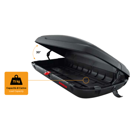 ArtPlast - Μπαγκαζιέρα Οροφής 400 lt Carbon με Διάσταση 169 x 79 x 37,5 cm σε Μαύρο/Ανάγλυφο χρώμα για Επιβατικά Αυτοκίνητα - 1 τεμ. (BA400/PA)