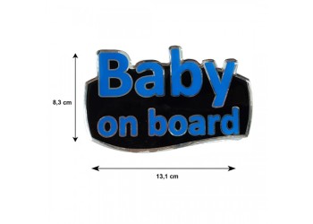 BABY ON BOARD ΑΥΤΟΚΟΛΛΗΤΟ ΕΞΩΤΕΡΙΚΗΣ ΧΡΗΣΗΣ 13,1 Χ 8,3cm ΜΠΛΕ/ΜΑΥΡΟ/ΧΡΩΜΙΟ ΜΕ ΕΠΙΚΑΛΥΨΗ ΣΜΑΛΤΟΥ - 1 ΤΕΜ.