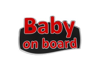 BABY ON BOARD ΑΥΤΟΚΟΛΛΗΤΟ ΕΞΩΤΕΡΙΚΗΣ ΧΡΗΣΗΣ 13,1 Χ 8,3cm ΚΟΚΚΙΝΟ/ΜΑΥΡΟ/ΧΡΩΜΙΟ ΜΕ ΕΠΙΚΑΛΥΨΗ ΣΜΑΛΤΟΥ - 1 ΤΕΜ.