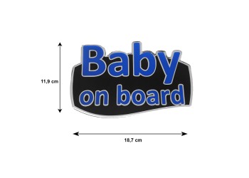 BABY ON BOARD ΑΥΤΟΚΟΛΛΗΤΟ ΕΞΩΤΕΡΙΚΗΣ ΧΡΗΣΗΣ 18,7 Χ 11,9 cm ΜΠΛΕ/ΜΑΥΡΟ/ΧΡΩΜΙΟ ΜΕ ΕΠΙΚΑΛΥΨΗ ΕΠΟΞΕΙΔΙΚΗΣ ΡΥΤΙΝΗΣ (ΥΓΡΟ ΓΥΑΛΙ) - 1 ΤΕΜ.
