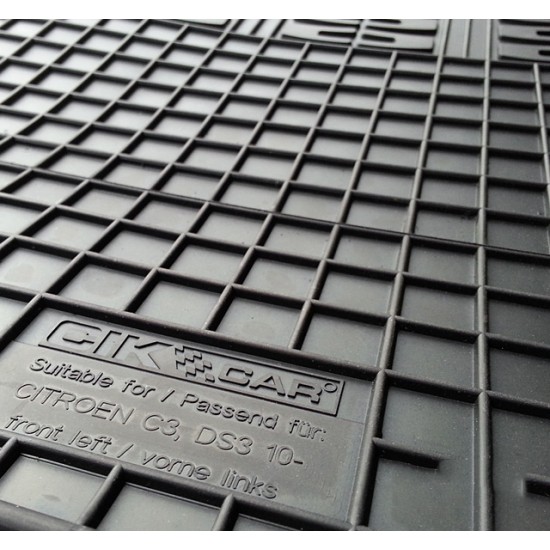 Cik - ΠΑΤΑΚΙΑ ΑΥΤΟΚΙΝΗΤΟΥ ΑΠΟ ΛΑΣΤΙΧΟ ΓΙΑ CITROEN C3 2010-2017 / DS3 2010-2019 ΣΕ ΜΑΥΡΟ ΧΡΩΜΑ ΜΕ ΚΟΥΜΠΩΜΑΤΑ - 4 ΤΕΜ. (RM.CI.0002/CK)