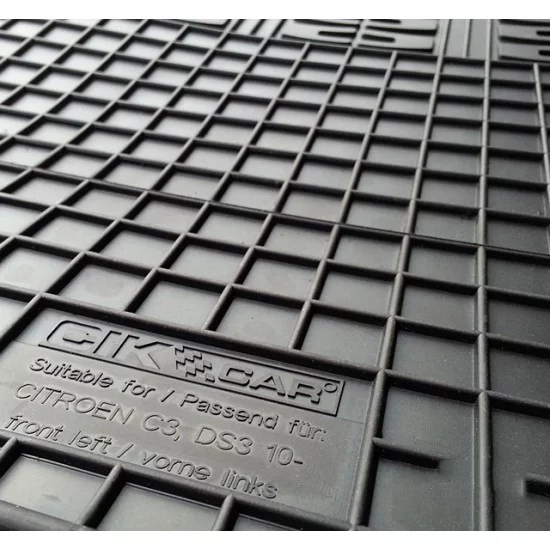 Cik - ΠΑΤΑΚΙΑ ΑΥΤΟΚΙΝΗΤΟΥ ΑΠΟ ΛΑΣΤΙΧΟ ΓΙΑ CITROEN C3 2010-2017 / DS3 2010-2019 ΣΕ ΜΑΥΡΟ ΧΡΩΜΑ ΜΕ ΚΟΥΜΠΩΜΑΤΑ - 4 ΤΕΜ. (RM.CI.0002/CK)