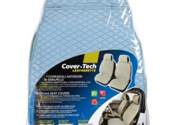 Πλατοκάθισμα με Προσκέφαλο COVER-TECH Δερματίνη 2τεμ. Ανοικτό Γαλάζιο/Γκρι