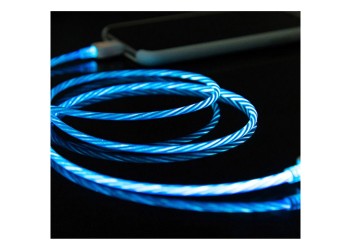 ΚΑΛΩΔΙΟ USB ΦΟΡΤΙΣΗΣ & ΣΥΓΧΡΟΝΙΣΜΟΥ MICRO USB/TYPE-C/LIGHTING ΜΕ ΜΑΓΝΗΤΙΚΗ ΥΠΟΔΟΧΗ & ΜΠΛΕ ΦΩΣ 100 cm