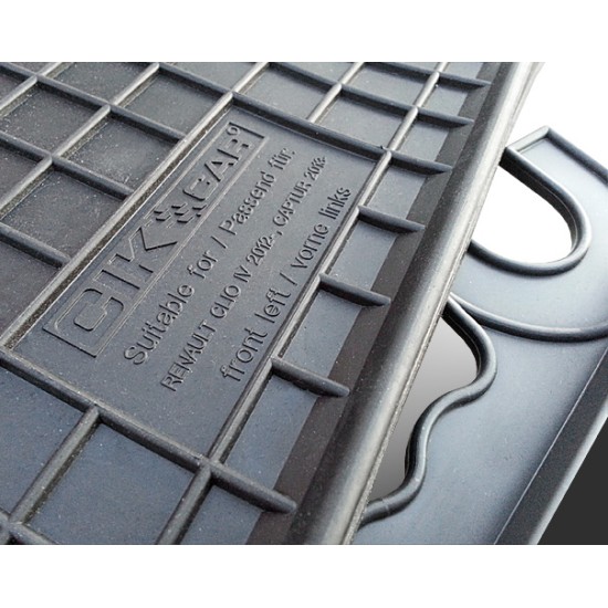 Cik - ΜΑΡΚΕ ΠΑΤΑΚΙΑ ΣΕ ΣΚΑΦΗ ΛΑΣΤΙΧΟ ΓΙΑ RENAULT CLIO 2012-2019 / CAPTUR 2013-2019 ΣΕ ΜΑΥΡΟ ΧΡΩΜΑ ΜΕ ΚΟΥΜΠΩΜΑΤΑ - 4 ΤΕΜ. (RM.RE.0002/CK)