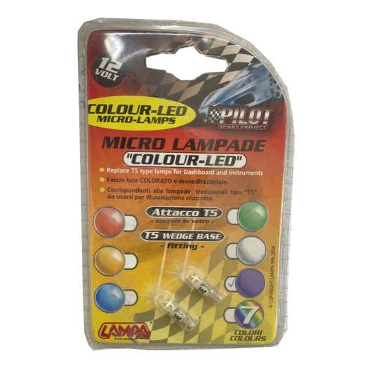 T5 12V W2x4,6d 1LED ΜΩΒ (ΚΑΡΦΩΤΟ ΑΚΑΛΥΚΟ ΓΙΑ ΟΡΓΑΝΑ ΤΑΜΠΛΟ) BLISTER 2ΤΕΜ.