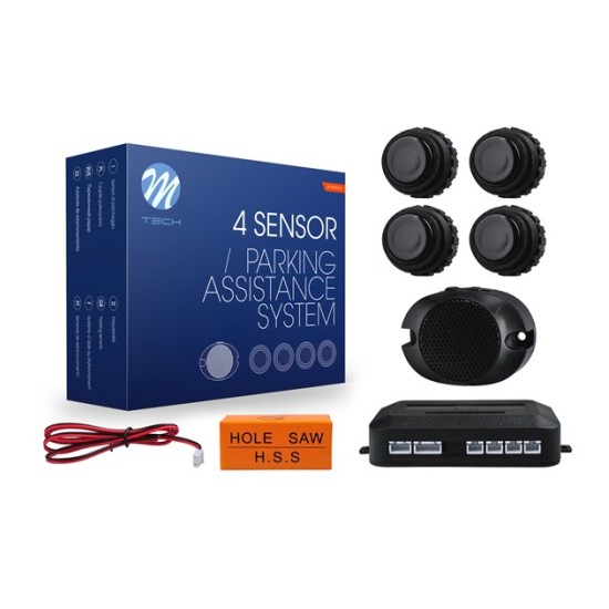 ΣΥΣΤΗΜΑ ΠΑΡΚΑΡΙΣΜΑΤΟΣ 12V ΜΕ 4 ΑΙΣΘΗΤΗΡΕΣ (ΜΑΥΡΟ) 22mm (ΕΠΙΠΛΕΟΝ ΔΑΚΤΥΛΙΔΙ) ΚΑΙ BUZZER M-TECH