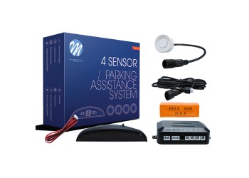 ΣΥΣΤΗΜΑ ΠΑΡΚΑΡΙΣΜΑΤΟΣ 9-15 V ΜΕ 4 ΔΙΑΙΡΟΥΜΕΝΟΥΣ ΑΙΣΘΗΤΗΡΕΣ (ΛΕΥΚΟ) 21,5mm ΚΑΙ ΟΘΟΝΗ M-TECH
