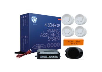 ΣΥΣΤΗΜΑ ΠΑΡΚΑΡΙΣΜΑΤΟΣ 9-15V ΜΕ 4 ΑΙΣΘΗΤΗΡΕΣ (ΛΕΥΚΟ) 21,5mm ΚΑΙ BUZZER (MONO HXOΣ) M-TECH