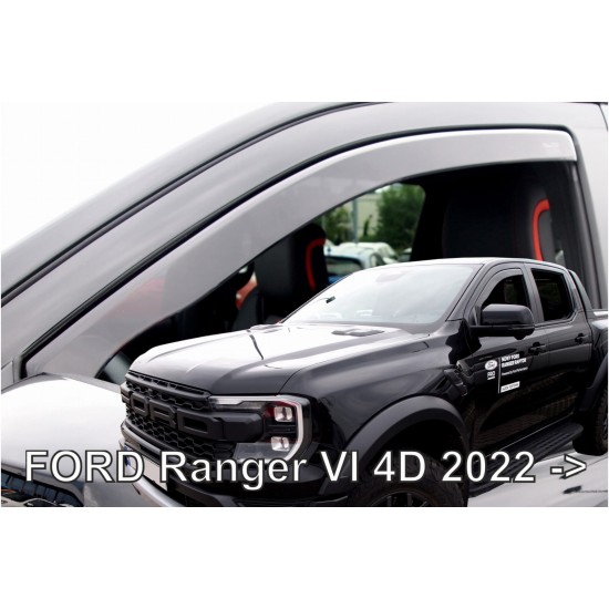 ΑΝΕΜΟΘΡΑΥΣΤΕΣ ΓΙΑ FORD RANGER 4D 2022+ /RAPTOR 2022+  ΖΕΥΓΑΡΙ ΑΠΟ ΕΥΚΑΜΠΤΟ ΦΙΜΕ ΠΛΑΣΤΙΚΟ HEKO - 2 ΤΕΜ.