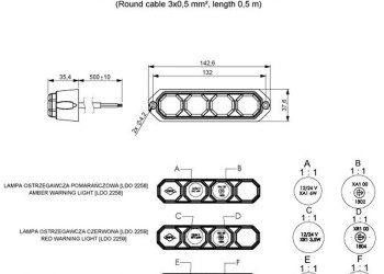 ΦΩΣ ΠΡΟΕΙΔΟΠΟΙΗΣΗΣ 12/24V HOR78 6W 4LED 143x35mm ΠΟΡΤΟΚΑΛΙ