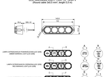 ΦΩΣ ΠΡΟΕΙΔΟΠΟΙΗΣΗΣ 12/24V HOR78 6W 4LED 143x35mm ΚΟΚΚΙΝΟ