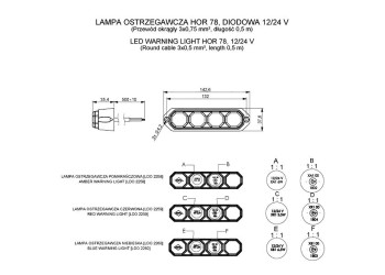 ΦΩΣ ΠΡΟΕΙΔΟΠΟΙΗΣΗΣ 12/24V HOR78 6W 4LED 143x35mm ΜΠΛΕ