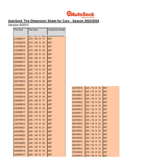Autosock - ΑΝΤΙΟΛΙΣΘΗΤΙΚΟ ΠΑΝΙ ΧΙΟΝΙΟΥ AUTOSOCK 697 HIGH PERFORMANCE EDITION - 2 ΤΕΜ. (L.AS697)