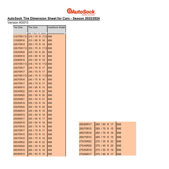 Autosock - ΑΝΤΙΟΛΙΣΘΗΤΙΚΟ ΠΑΝΙ ΧΙΟΝΙΟΥ AUTOSOCK 698 HIGH PERFORMANCE EDITION - 2 ΤΕΜ. (L.AS698)