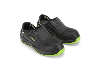 Πιστοποιημένα Παπούτσια Ασφαλείας Εργασίας Hybrid από την Euroroutier σε μέγεθος EU43/UK9 σε Μαύρο με Πράσινο Lime Χρώμα με Αναδιπλούμενη Φτέρνα για να Φοριούνται ως Παπούτσια ή ως Σαμπό