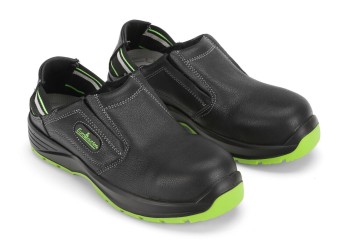 Πιστοποιημένα Παπούτσια Ασφαλείας Εργασίας Hybrid από την Euroroutier σε μέγεθος EU43/UK9 σε Μαύρο με Πράσινο Lime Χρώμα με Αναδιπλούμενη Φτέρνα για να Φοριούνται ως Παπούτσια ή ως Σαμπό
