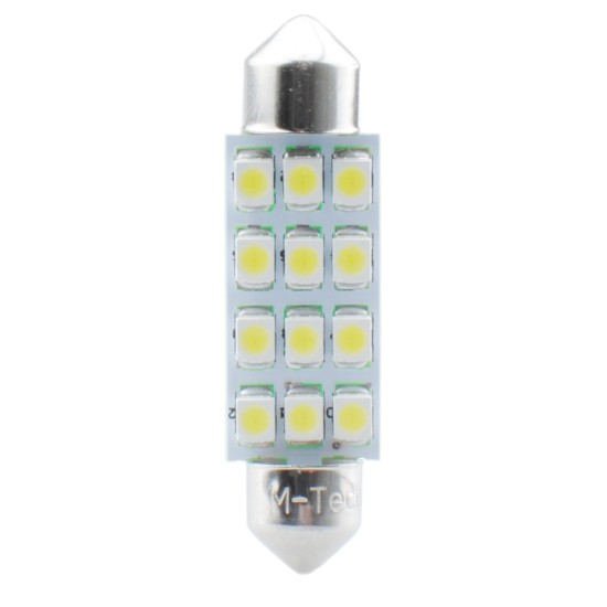 ΛΑΜΠΑΚΙΑ ΠΛΑΦΟΝΙΕΡΑΣ C5W/C10W 12V 0,96W SV8,5 41mm PREMIUM LED 12xSMD3528 ΛΕΥΚΟ 1ΤΕΜ.