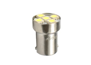 R5W/R10W 12V BA15s LED 5xSMD5050 ΛΕΥΚΟ (ΜΟΝΟΠΟΛΙΚΟ) M-TECH - 1 TEM.
