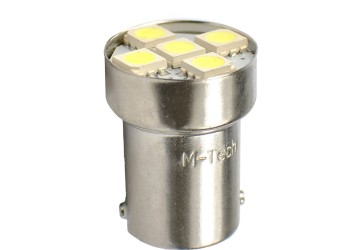 R5W/R10W 12V BA15s LED 5xSMD5050 ΛΕΥΚΟ (ΜΟΝΟΠΟΛΙΚΟ) M-TECH - 1 TEM.