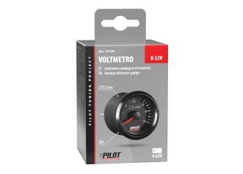 ΒΟΛΤΟΜΕΤΡΟ ΑΝΑΛΟΓΙΚΟ ΜΑΥΡΟ ΜΕ ΛΕΥΚΟ ΦΩΣ BLACK ANALOGUE SERIES 9-32V 52mm