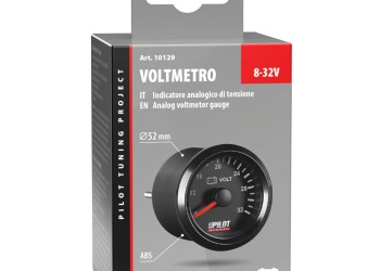 ΒΟΛΤΟΜΕΤΡΟ ΑΝΑΛΟΓΙΚΟ ΜΑΥΡΟ ΜΕ ΛΕΥΚΟ ΦΩΣ BLACK ANALOGUE SERIES 9-32V 52mm