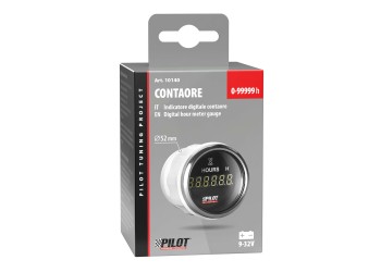 ΩΡΟΜΕΤΡΟ/ΜΕΤΡΗΤΗΣ ΩΡΑΣ ΛΕΙΤΟΥΡΓΙΑΣ ΚΙΝΗΤΗΡΑ ΨΗΦΙΑΚΟ ΜΑΥΡΟ /ΛΕΥΚΟ ΦΩΣ BLACK DIGITAL SERIES 9-32V 52mm