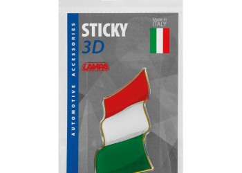 ΑΥΤΟΚΟΛΛΗΤΟ ΣΗΜΑ 3D ΣΗΜΑΙΑ ΙΤΑΛΙΑΣ ΚΥΜΑΤΙΣΤΗ 78x40mm LAMPA -  1 Τεμ.