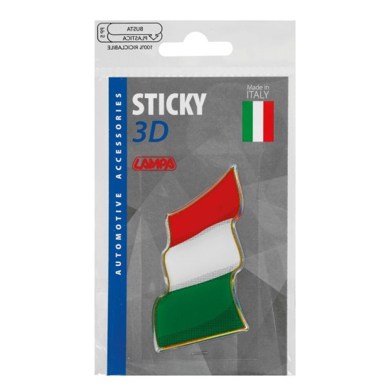 ΑΥΤΟΚΟΛΛΗΤΟ ΣΗΜΑ 3D ΣΗΜΑΙΑ ΙΤΑΛΙΑΣ ΚΥΜΑΤΙΣΤΗ 78x40mm LAMPA -  1 Τεμ.