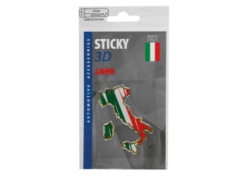 ΑΥΤΟΚΟΛΛΗΤΟ ΣΗΜΑ 3D ΣΗΜΑΙΑ ΙΤΑΛΙΑΣ ΜΠΟΤΑ 35x66mm LAMPA -  1 Τεμ.