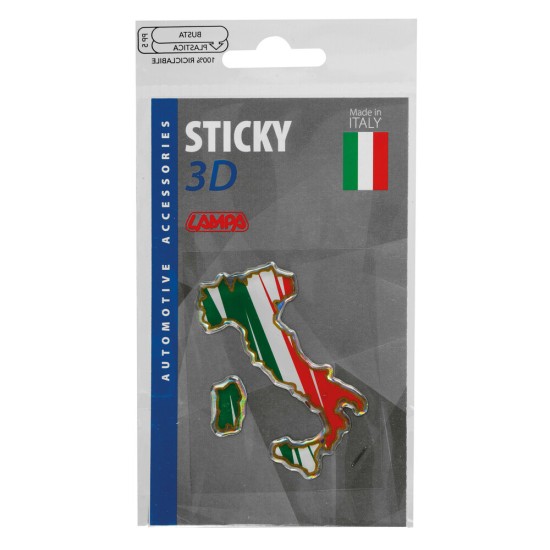 ΑΥΤΟΚΟΛΛΗΤΟ ΣΗΜΑ 3D ΣΗΜΑΙΑ ΙΤΑΛΙΑΣ ΜΠΟΤΑ 35x66mm LAMPA -  1 Τεμ.