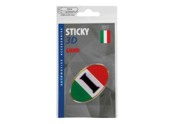 ΑΥΤΟΚΟΛΛΗΤΟ ΣΗΜΑ 3D ΣΗΜΑΙΑ ΙΤΑΛΙΑΣ ΟΒΑΛ 61x46mm LAMPA -  1 Τεμ.