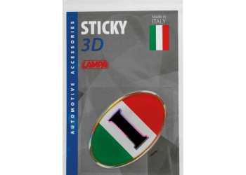 ΑΥΤΟΚΟΛΛΗΤΟ ΣΗΜΑ 3D ΣΗΜΑΙΑ ΙΤΑΛΙΑΣ ΟΒΑΛ 61x46mm LAMPA -  1 Τεμ.