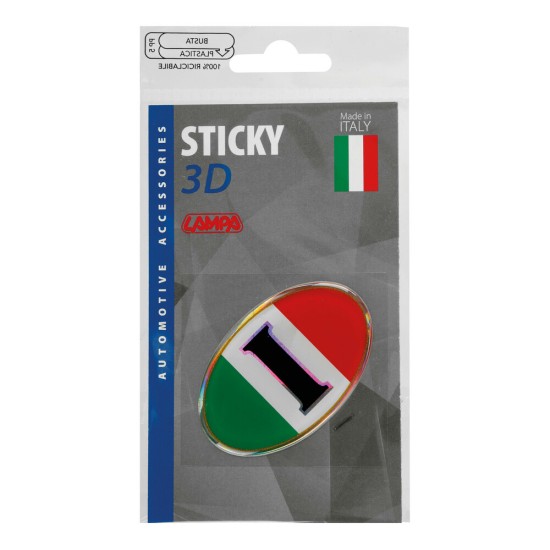 ΑΥΤΟΚΟΛΛΗΤΟ ΣΗΜΑ 3D ΣΗΜΑΙΑ ΙΤΑΛΙΑΣ ΟΒΑΛ 61x46mm LAMPA -  1 Τεμ.