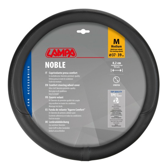 Lampa - Κάλυμμα Τιμονιού NOBLE (M) 37/39cm Μαύρο άοσμο διάτρητο αντιολισθητικό μαλακό Skeentex (πάχος 8,2cm) - 1 τεμ. (L3289.9)