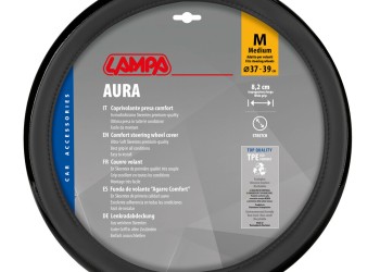 Lampa - Κάλυμμα Τιμονιού AURA (M) 37/39cm Μαύρο ένθετο με γυαλάδα άοσμο μαλακό Skeentex - 1 τεμ. (L3290.5)