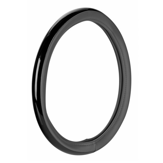 Lampa - Κάλυμμα Τιμονιού AURA (M) 37/39cm Μαύρο ένθετο με γυαλάδα  / Γκρί άοσμο μαλακό Skeentex - 1 τεμ. (L3290.7)