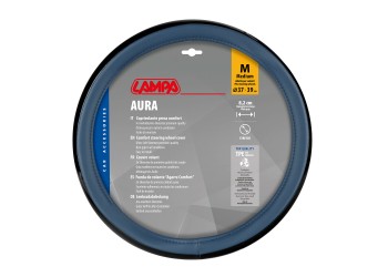 Lampa - Κάλυμμα Τιμονιού AURA (M) 37/39cm Μαύρο ένθετο με γυαλάδα / Μπλέ άοσμο μαλακό Skeentex - 1 τεμ. (L3290.8)