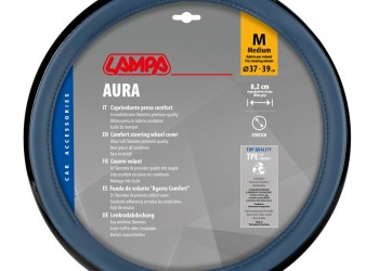 Lampa - Κάλυμμα Τιμονιού AURA (M) 37/39cm Μαύρο ένθετο με γυαλάδα / Μπλέ άοσμο μαλακό Skeentex - 1 τεμ. (L3290.8)