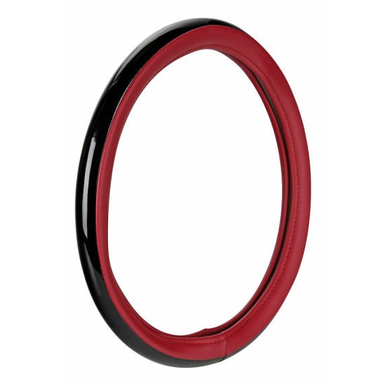 Lampa - Κάλυμμα Τιμονιού AURA  (M) 37/39cm Μαύρο ένθετο με γυαλάδα / Κόκκινο άοσμο μαλακό Skeentex - 1 τεμ. (L3290.9)