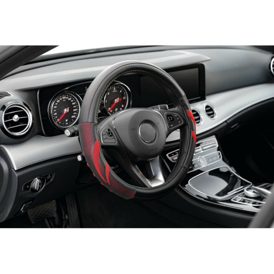 Lampa Κάλυμμα Τιμονιού Αυτοκινήτου Suzuka 37-39εκ.  Άοσμο Ελαστικό Ultra soft Skeentex με αεριζόμενες λαβές Κόκκινο 1-τεμ. (L3293.4)