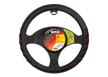 Lampa Κάλυμμα Τιμονιού Αυτοκινήτου SPA 37-39εκ. Άοσμο Αεριζόμενες αγωνιστικές λαβές Ultra soft Skeentex Μαύρο Κόκκινο - 1 τεμ. (L3294.1)