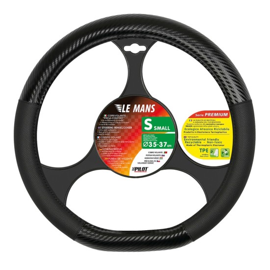 Lampa Κάλυμμα Τιμονιού Αυτοκινήτου Le Mans 35-37εκ. Άοσμο με Matt Carbon πρόσθετα από Ultra-soft Skeentex Μαύρο 1-τεμ. (L3295.2)