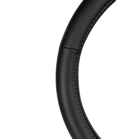 Lampa Κάλυμμα Τιμονιού Αυτοκινήτου Classic Premium 30/34εκ. Άοσμο με διάτρητες λαβές Ultra soft Skeentex Μαύρο με Μαύρη Ραφή 1-τεμ. (L3315.3)