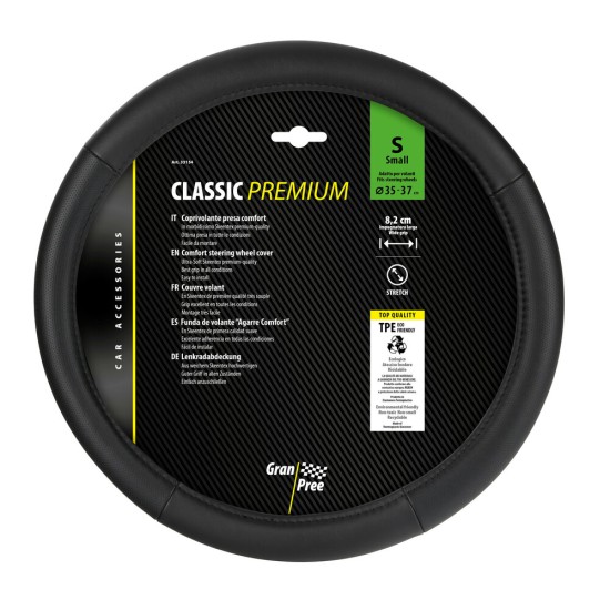 Lampa Κάλυμμα Τιμονιού Αυτοκινήτου Classic Premium 35/37εκ. Άοσμο με διάτρητες λαβές Ultra soft Skeentex Μαύρο με Μαύρη Ραφή 1-τεμ. (L3315.4)