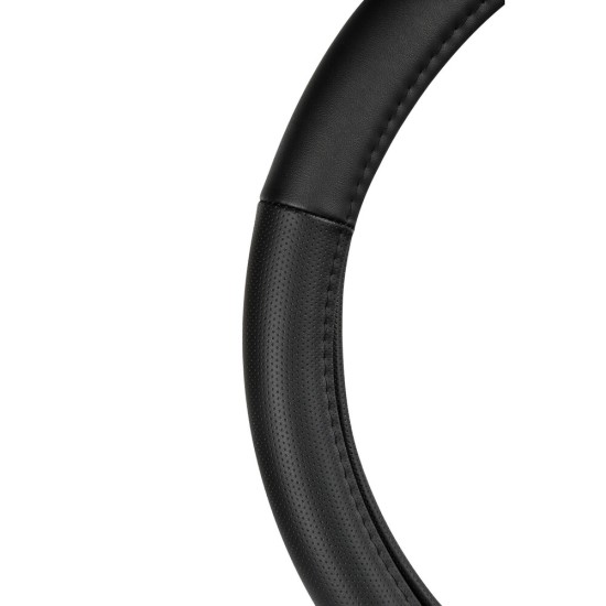 Lampa Κάλυμμα Τιμονιού Αυτοκινήτου Classic Premium 37/39εκ. Άοσμο με διάτρητες λαβές Ultra soft Skeentex Μαύρο με Μαύρη Ραφή 1-τεμ. (L3315.5)
