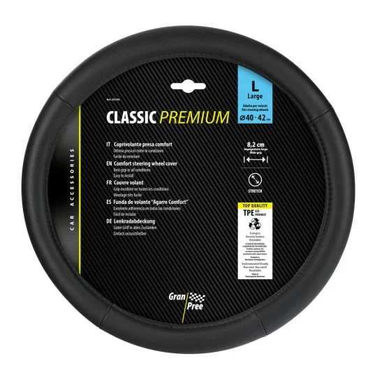 ΚΑΛΥΜΜΑ ΤΙΜΟΝΙΟΥ 40-42CM ΔΕΡΜΑ SKEENTEX ΜΑΥΡΟ CLASSIC PREMIUM GRAN PREE LAMPA - 1 ΤΕΜ.